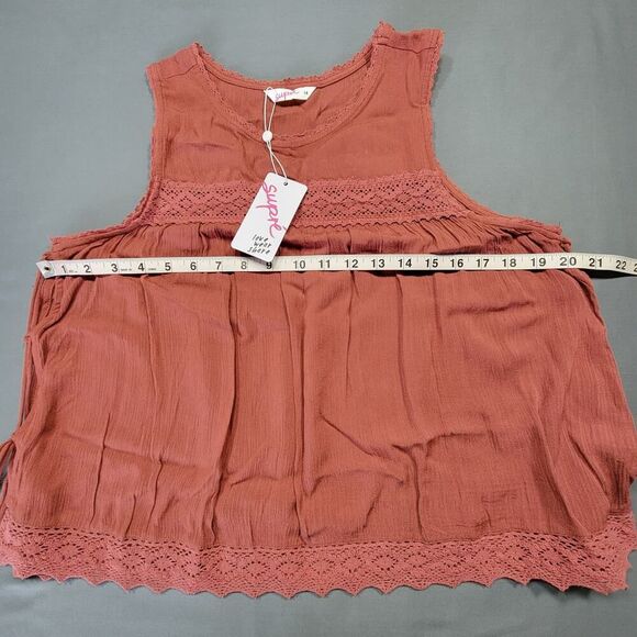 Supre Brown Cowhide Tank Preppy Australian Lace Open Tie Sides NEW $30 Womens 14 - Picture 6 of 9